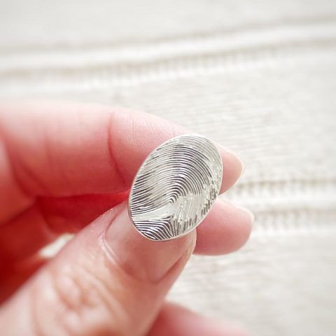 Gemelos de plata Grabado a mano con tus Huellas